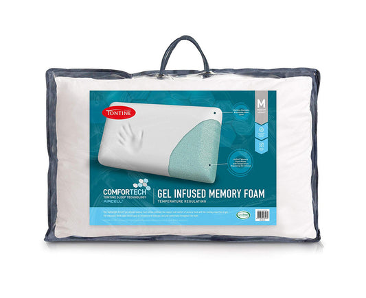 58X38Cm Comfortech Gel Infused Memory Foam Pillow Medium Height White