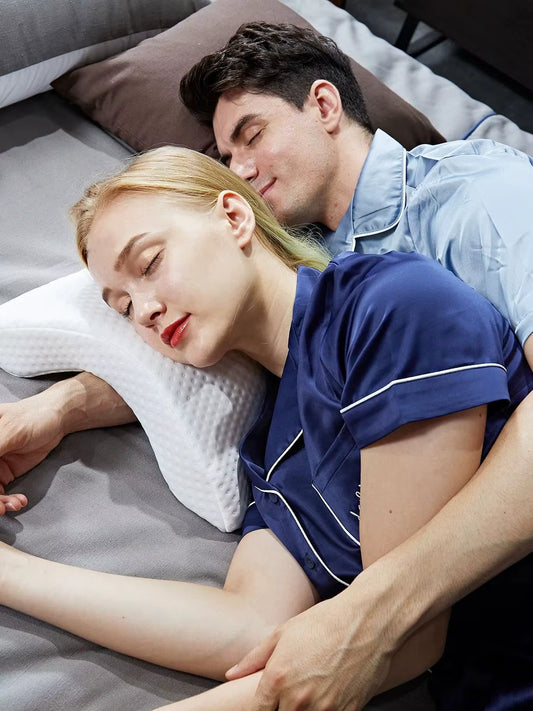1Pc Sleeping Pillow Couple Pillow Arm Pillow Slow Rebound Pressure Cuddle Pillow Memory Foam Travel Arched Shaped U Pillow